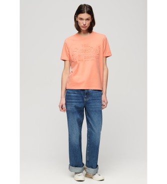 Superdry Relaxed cut T-shirt with pink-orange embossing