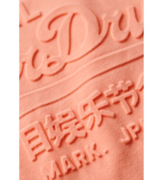 Superdry Camiseta de corte relajado con relieve rosa anaranjado