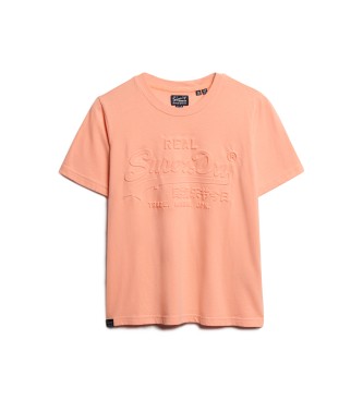 Superdry T-shirt dalla vestibilit rilassata con goffratura arancione-rosa