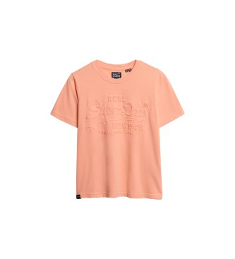 Superdry Camiseta de corte relajado con relieve rosa anaranjado