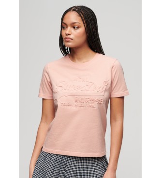 Superdry T-shirt de corte descontrado com relevo rosa