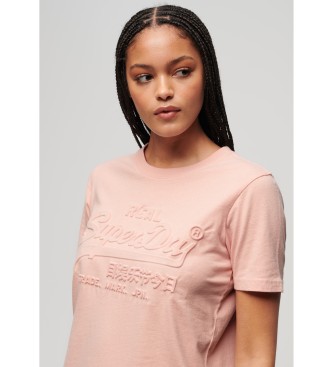 Superdry Koszulka o luźnym kroju z różowym wytłoczeniem