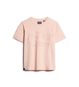 Superdry Camiseta de corte relajado con relieve rosa