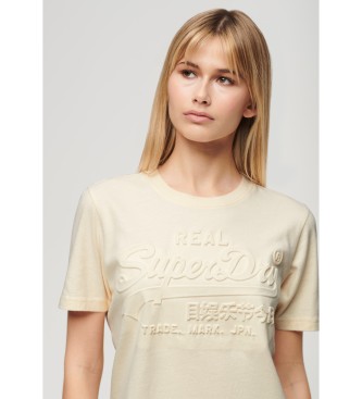 Superdry T-shirt dalla vestibilit comoda con goffratura bianco sporco