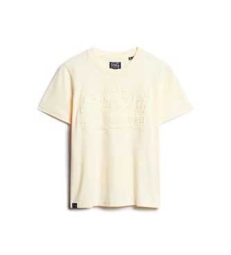 Superdry T-shirt dalla vestibilit comoda con goffratura bianco sporco