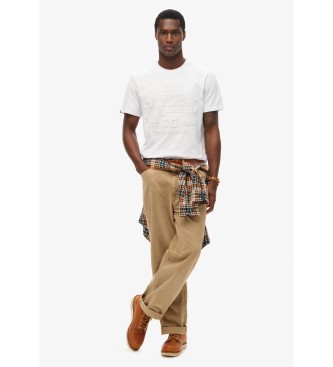 Superdry T-shirt Workwear de corte descontrado com relevo branco