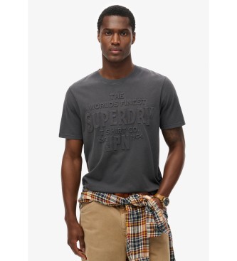 Superdry T-shirt de corte descontrado com relevo Workwear preto