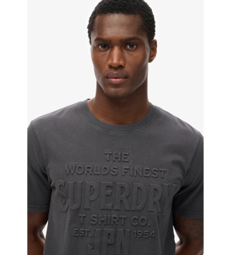 Superdry T-shirt de corte descontrado com relevo Workwear preto