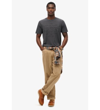 Superdry T-shirt de corte descontrado com relevo Workwear preto