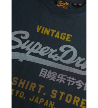 Superdry T-shirt Heritage com logtipo Vintage em azul-marinho