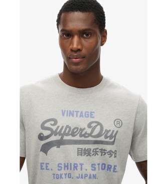 Superdry T-shirt Heritage com logtipo Vintage cinzento