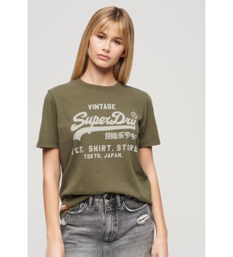 Superdry T-shirt Heritage com logtipo Vintage verde