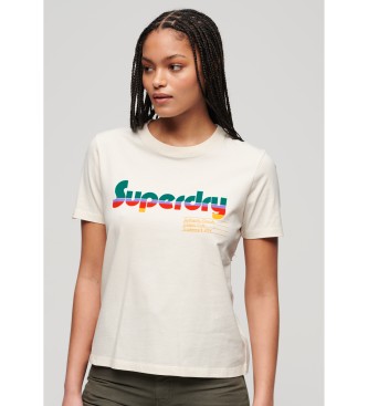 Superdry Off-white koszulka Retro Flock o luźnym kroju