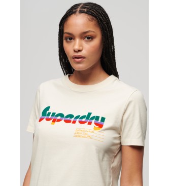 Superdry Off-white Retro Flock relaxed fit t-shirt