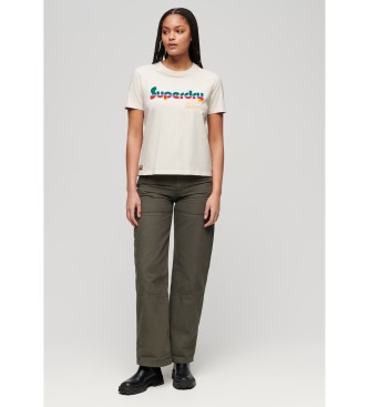 Superdry Off-white Retro Flock relaxed fit t-shirt