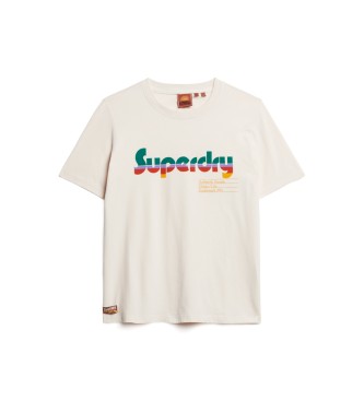 Superdry Off-white Retro Flock majica sproščenega kroja