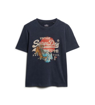 Superdry T-shirt med afslappet snit Tokyo navy