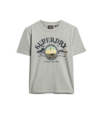 Superdry T-shirt Travel Souvenir cinzenta