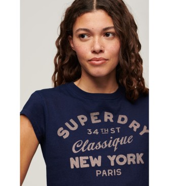 Superdry Granatowa koszulka z krótkim rękawem Workwear
