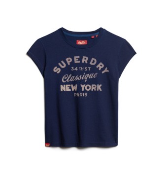 Superdry Granatowa koszulka z krótkim rękawem Workwear