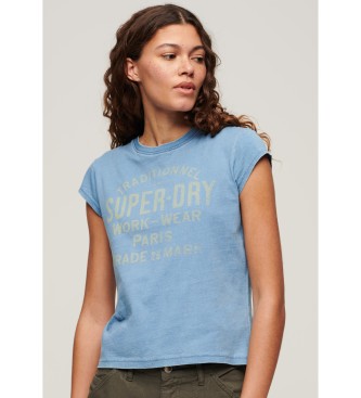 Superdry T-shirt med kapuschongrm bl