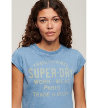 Superdry Workwear T-shirt med httermer bl