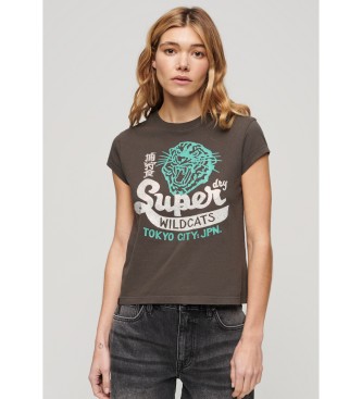 Superdry T-shirt with brown Poster trims
