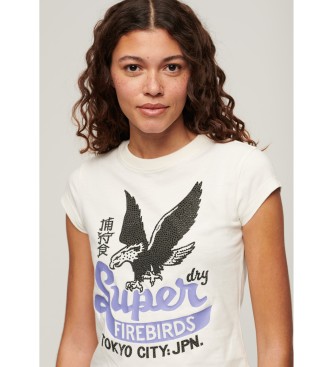 Superdry T-shirt avec dcorations d'affiches blanches