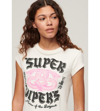 Superdry T-shirt avec dcorations d'affiches blanches