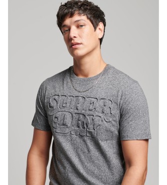Superdry T-shirt com logtipo em relevo Cooper Classic cinzento