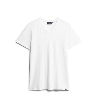 Superdry T-shirt fiammata bianca con scollo a V