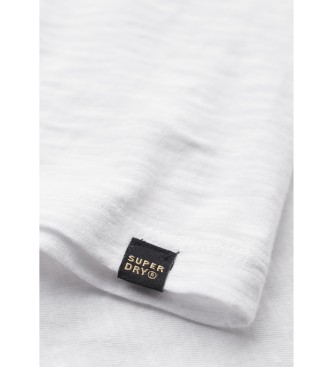 Superdry T-shirt flamejada com decote em V, branca