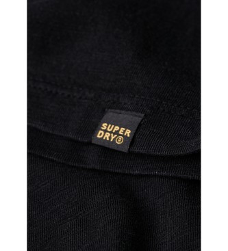 Superdry T-shirt preta com decote em V com flmula