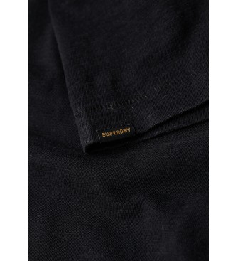 Superdry T-shirt preta com decote em V com flmula