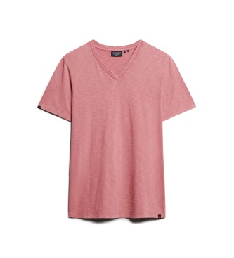 Superdry T-shirt com gola em V flamejada rosa com gola em V