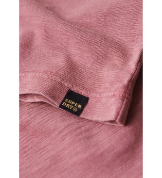 Superdry T-shirt fiammata rosa con scollo a V