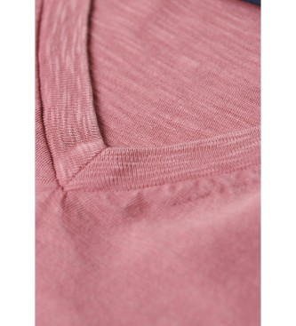 Superdry T-shirt com gola em V flamejada rosa com gola em V