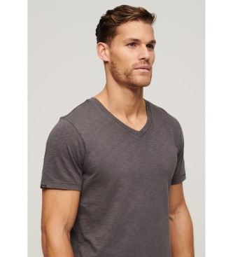 Superdry Zielona koszulka z dekoltem w szpic