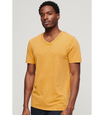 Superdry T-shirt com decote em V flamejado amarelo