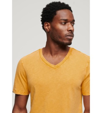 Superdry T-shirt com decote em V flamejado amarelo