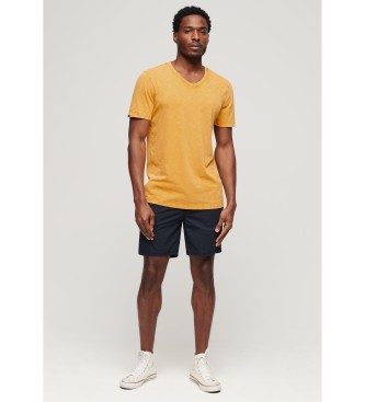 Superdry Camiseta flameada con cuello en V amarillo