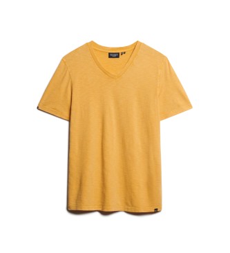 Superdry T-shirt com decote em V flamejado amarelo