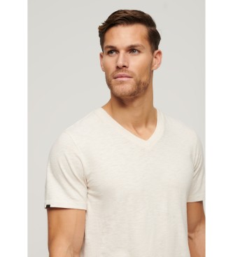 Superdry T-shirt flamm  col en V Off-white