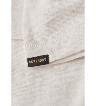 Superdry T-shirt fiammata con scollo a V color bianco sporco