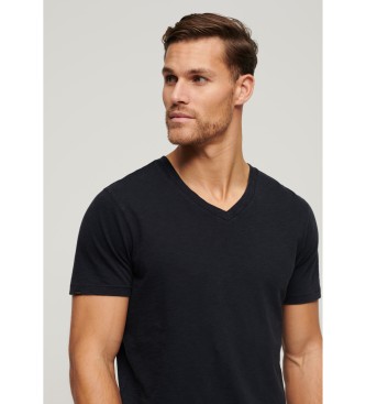 Superdry Marineblaues T-Shirt mit geflammtem V-Ausschnitt