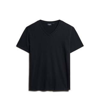 Superdry Marineblaues T-Shirt mit geflammtem V-Ausschnitt