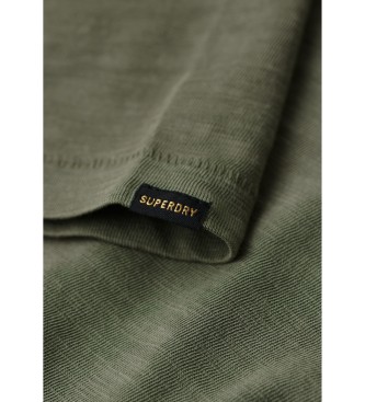 Superdry Zielona koszulka z dekoltem w szpic