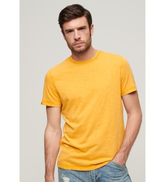 Superdry Geflammtes Kurzarm-T-Shirt mit gelbem Rundhalsausschnitt