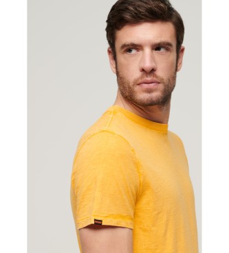 Superdry Geflammtes Kurzarm-T-Shirt mit gelbem Rundhalsausschnitt