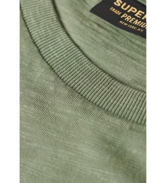 Superdry T-shirt verde a maniche corte fiammata con scollo tondo
